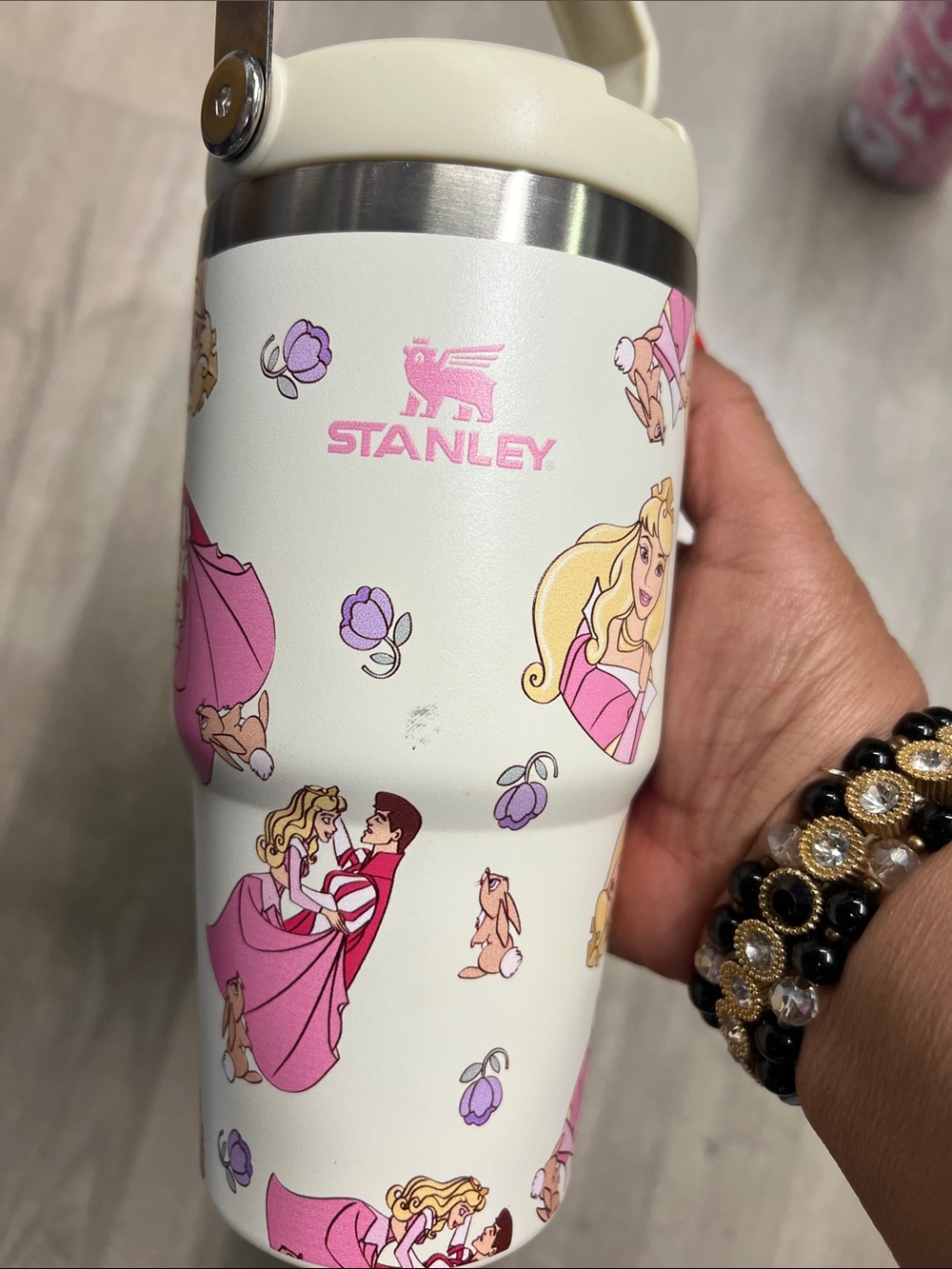 Stanley White & Pink Princess Kids Insulated Tumbler